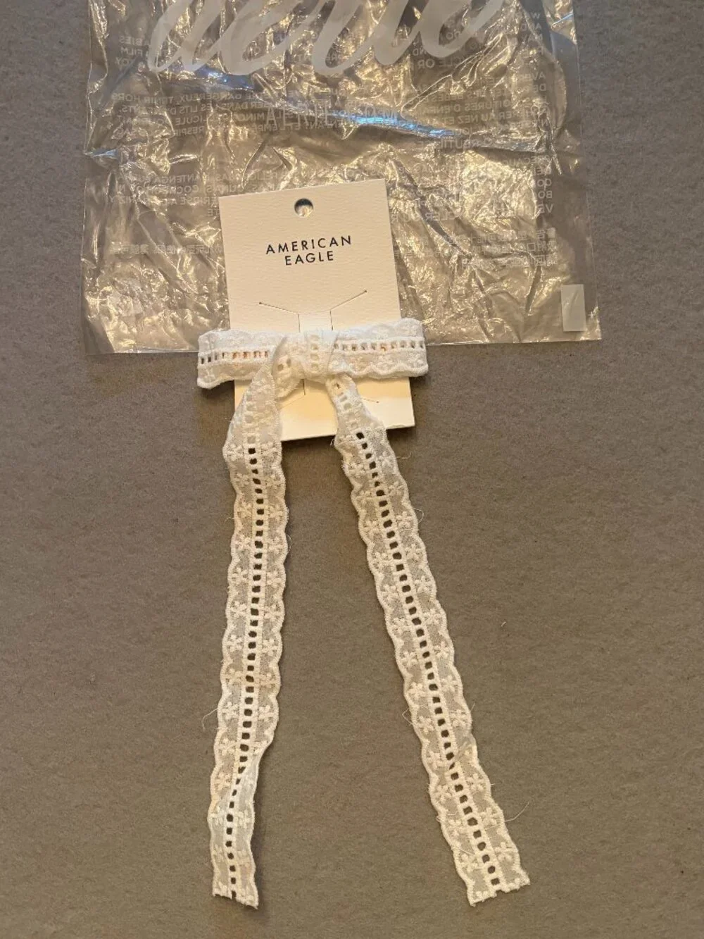 ✨ NWT American Eagle Boho White Eyelet Hair Ribbon Bow Clamp ✨